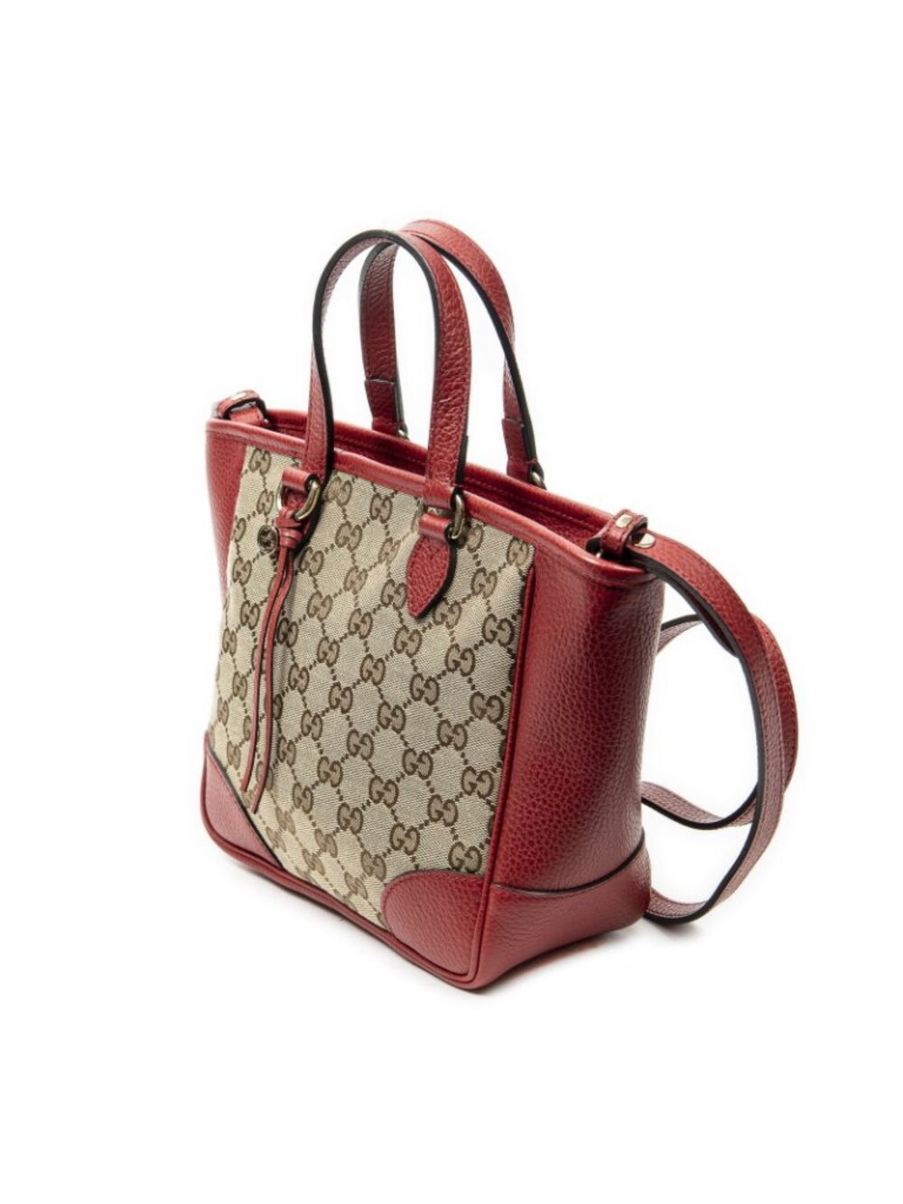 Gucci Small Bree Tote Red Beige GG Canvas - Picture 2 of 10